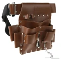 RS PRO Leather 6 Pocket Tool Belt Pouch Adjustable 27-44 in Waist 541-236