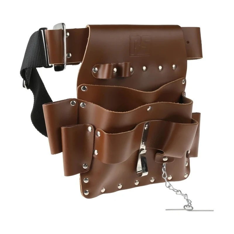 RS PRO Leather 6 Pocket Tool Belt Pouch Adjustable 27-44 in Waist 541-236