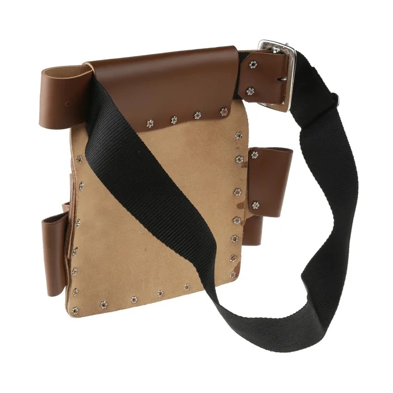 RS PRO Leather 6 Pocket Tool Belt Pouch Adjustable 27-44 in Waist 541-236