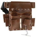 RS PRO Leather 6 Pocket Tool Belt Pouch Adjustable 27-44 in Waist 541-236