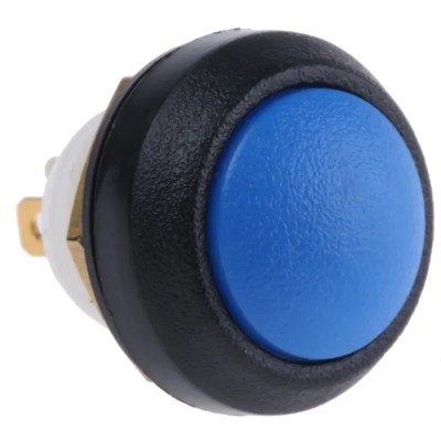 ITW Switches Miniature Push Button Switch Panel Mount 14mm Cutout Blue SPST IP67 48-2-RB-N-BL-B