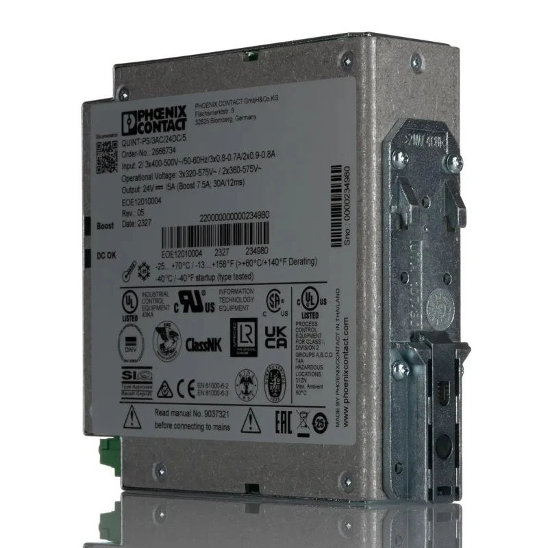 Phoenix Contact QUINT POWER Switched Mode 3-Phase DIN Rail Power Supply 120W 29.5V DC 5A Output 2866734