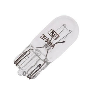 RS PRO Indicator Light Clear Incandescent Lamp 28V 60mA 10.29mm Diameter 27.7mm Length 655-9750