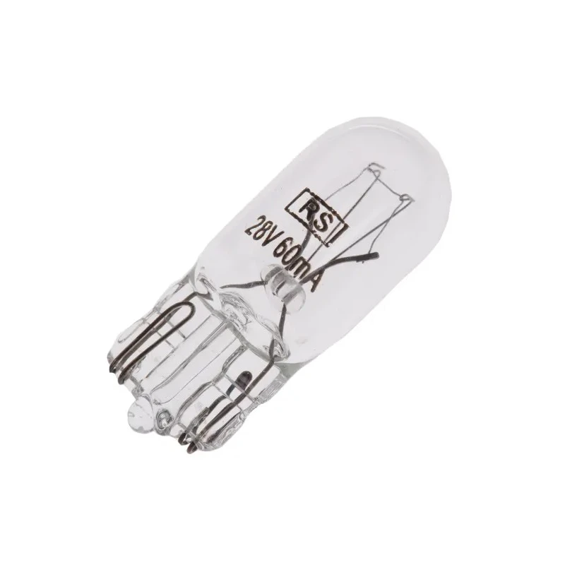 RS PRO Indicator Light Clear Incandescent Lamp 28V 60mA 10.29mm Diameter 27.7mm Length 655-9750