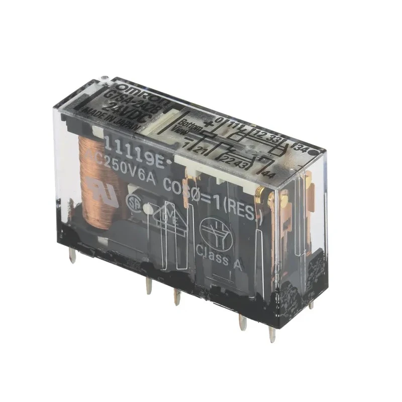 Omron PCB Force Guided Relay, 24V DC Coil Voltage, 4-Pole DPDT, Silver Alloy Contacts G7SA-2A2B 24VDC