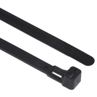 HellermannTyton Releasable Black Polyamide 66 Cable Tie 250 mm x 7.6 mm, 200 N Tensile Strength 131-22510 REL250-PA66-BK