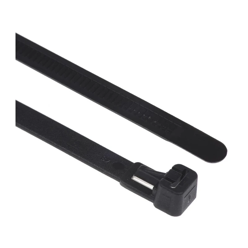 HellermannTyton Releasable Black Polyamide 66 Cable Tie 250 mm x 7.6 mm, 200 N Tensile Strength 131-22510 REL250-PA66-BK