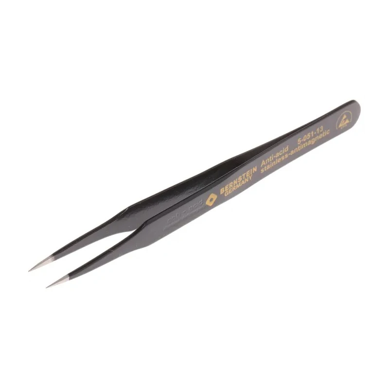 Bernstein 115mm Stainless Steel Pointed ESD Safe Tweezer 5-051-13