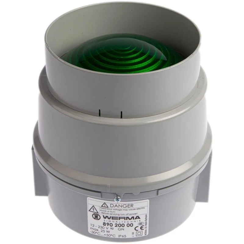 Werma BWM 890 Series Green Beacon 250V AC/DC Steady Surface Mount Incandescent Bulb IP65 
