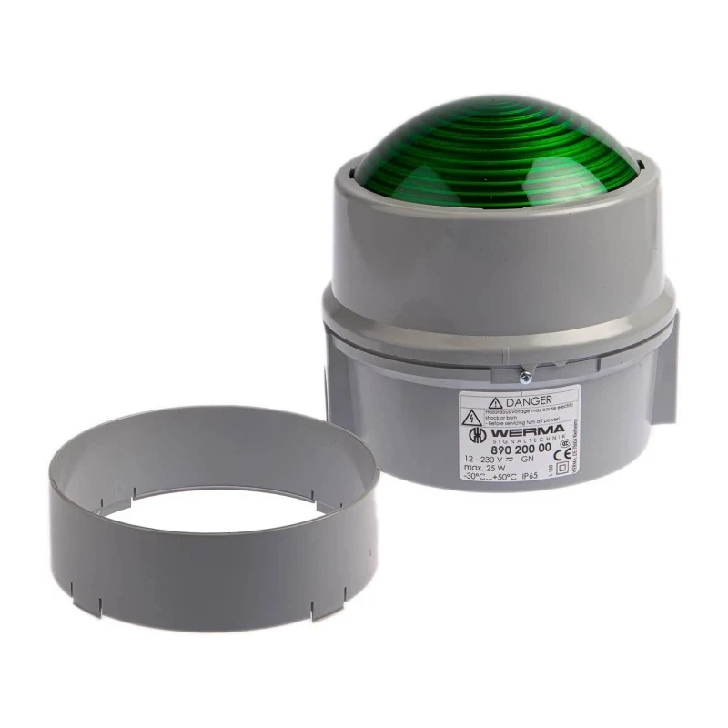 Werma BWM 890 Series Green Beacon 250V AC/DC Steady Surface Mount Incandescent Bulb IP65 