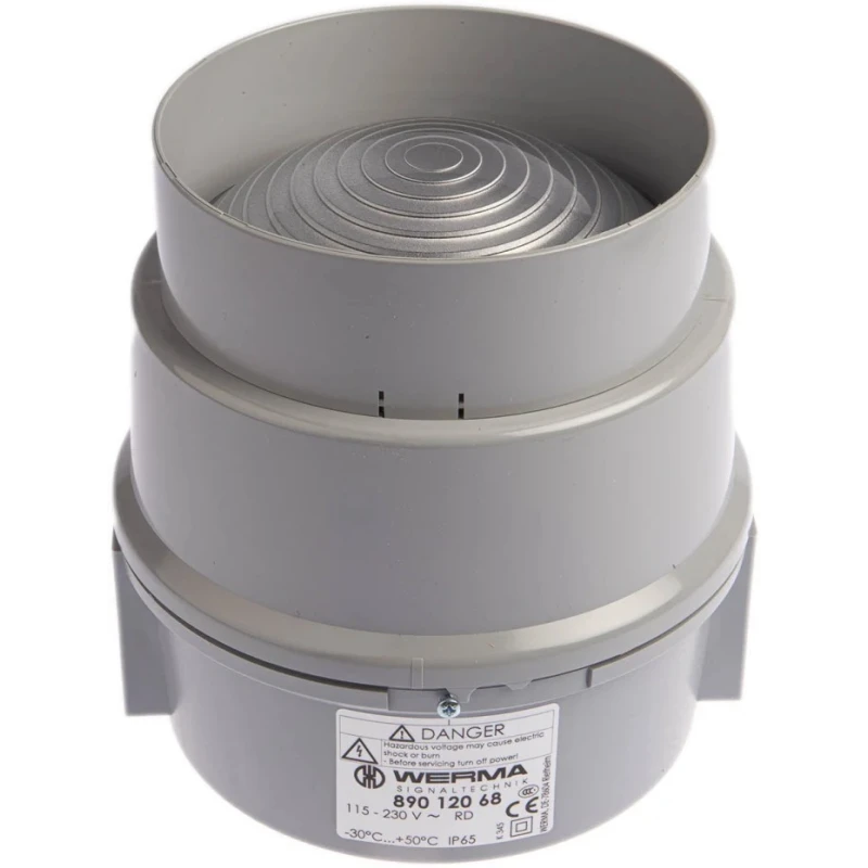 Werma BWM 890 Series Red Steady LED Beacon 230V AC Surface Mount IP65 890.120.68