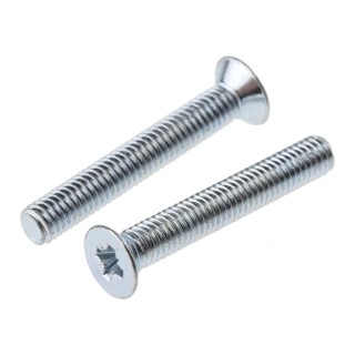 RS PRO Pozidriv Countersunk Steel Machine Screw M3 Thread 20 mm Length Bright Zinc Plated 553-419