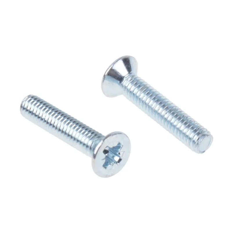 RS PRO Pozidriv Countersunk Steel Machine Screw M4 Thread 20 mm Length Passivated Zinc Plated 553-447