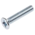 RS PRO Pozidriv Countersunk Steel Machine Screw M4 Thread 20 mm Length Passivated Zinc Plated 553-447