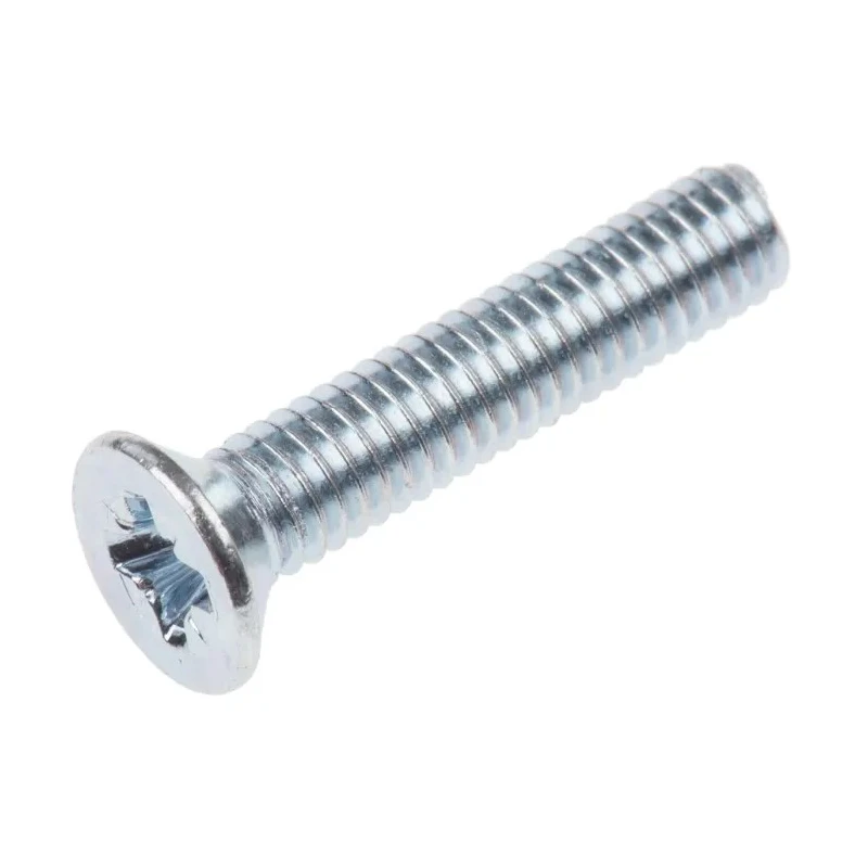 RS PRO Pozidriv Countersunk Steel Machine Screw M4 Thread 20 mm Length Passivated Zinc Plated 553-447