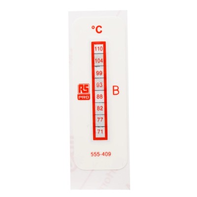 RS PRO Temperature Sensitive Label 71°C to 110°C 8 Levels 10 Labels Vertical Orientation 555-409