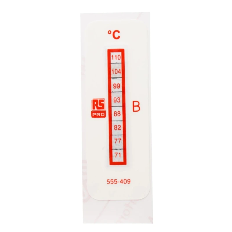 RS PRO Temperature Sensitive Label 71°C to 110°C 8 Levels 10 Labels Vertical Orientation 555-409