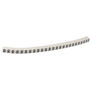 HellermannTyton Helagrip Pre-Printed Slide-On Cable Marker, Black Legend "R", White Marker, 2-5 mm Cable Diameter 901-10382