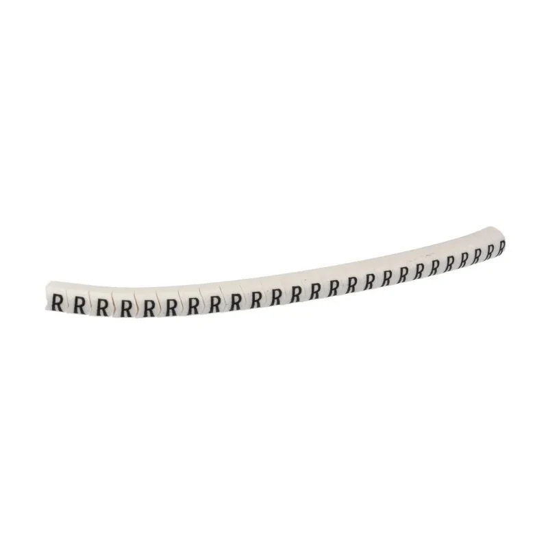 HellermannTyton Helagrip Pre-Printed Slide-On Cable Marker, Black Legend "R", White Marker, 2-5 mm Cable Diameter 901-10382