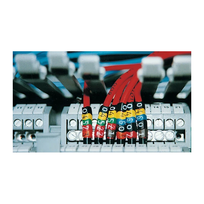 HellermannTyton Helagrip Pre-Printed Slide-On Cable Marker, Black Legend "R", White Marker, 2-5 mm Cable Diameter 901-10382