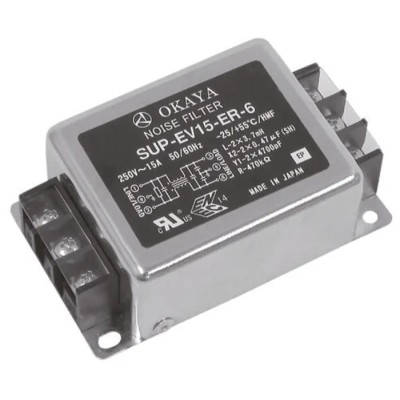 Okaya Electric Industries Flange RFI Power Line Filter 5A 250V ac Tab SUP-EV5-ER-6