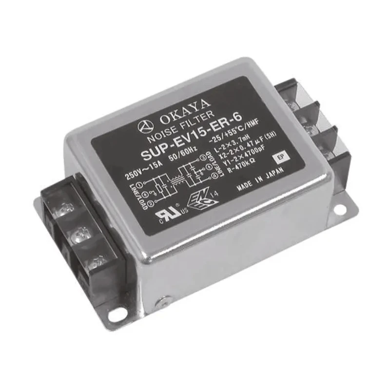Okaya Electric Industries Flange RFI Power Line Filter 5A 250V ac Tab SUP-EV5-ER-6