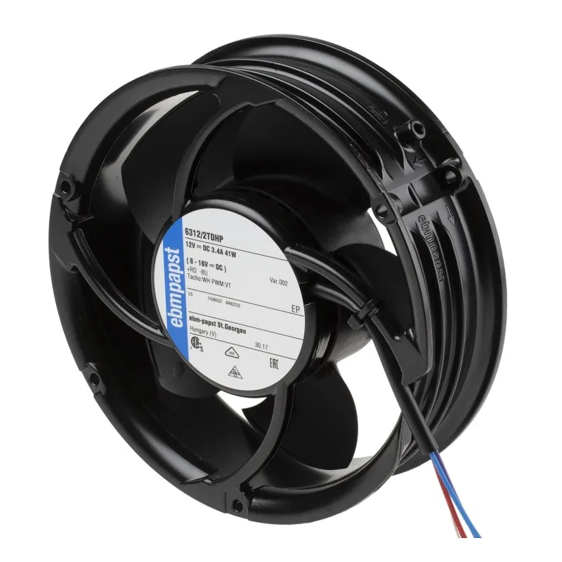 ebm-papst 6300 TD - S-Force Series Compact DC Axial Fan 12V DC 40W 600 m³/h 5500 RPM Ball Bearing IP54 