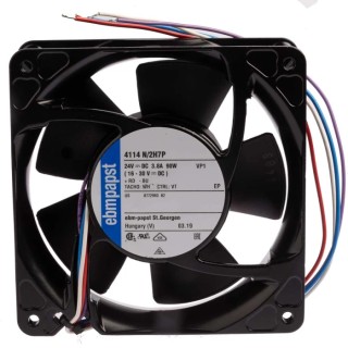 ebm-papst 4100 NH7 S-Force Series Axial Fan 24V DC 90W 500 m³/h 119mm x 119mm x 38mm 4114N/2H7P