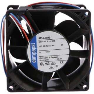 ebm-papst 8200 J Series Axial Fan 24V DC 26W Power 190 m³/h Air Flow IP68 Rated 80mm x 80mm x 38mm Dimensions 
