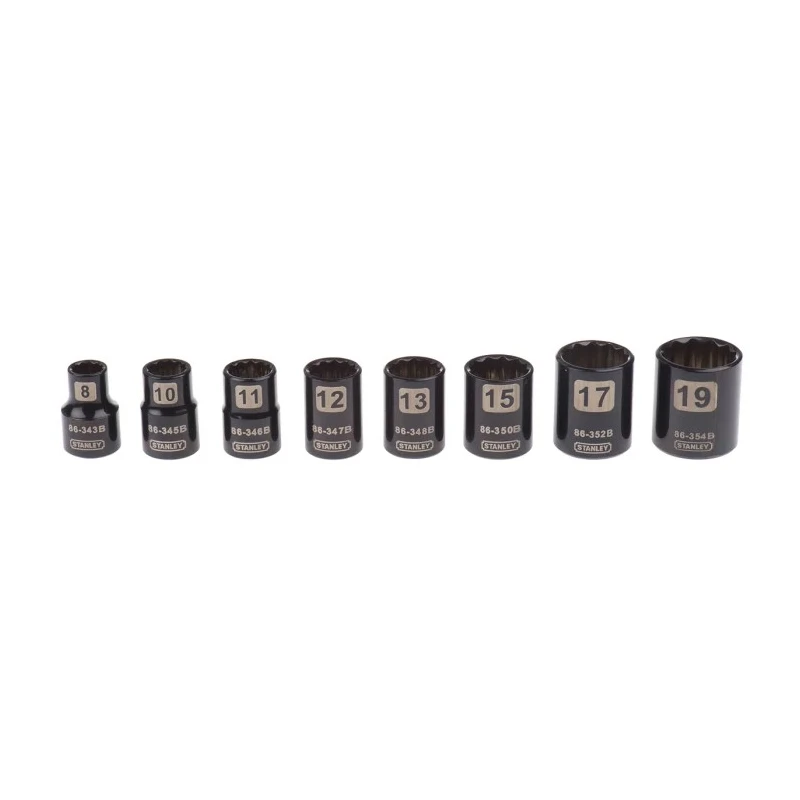 Stanley 9-Piece 3/8 in 12 Point Socket Set Alloy Steel Chrome Finish 0-94-606