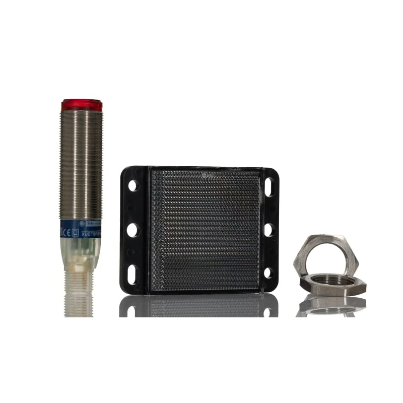 Telemecanique Sensors Polarised Retroreflective Barrel Photoelectric Sensor 24V DC 100mA IP69K Stainless Steel XUBTSPSNM12