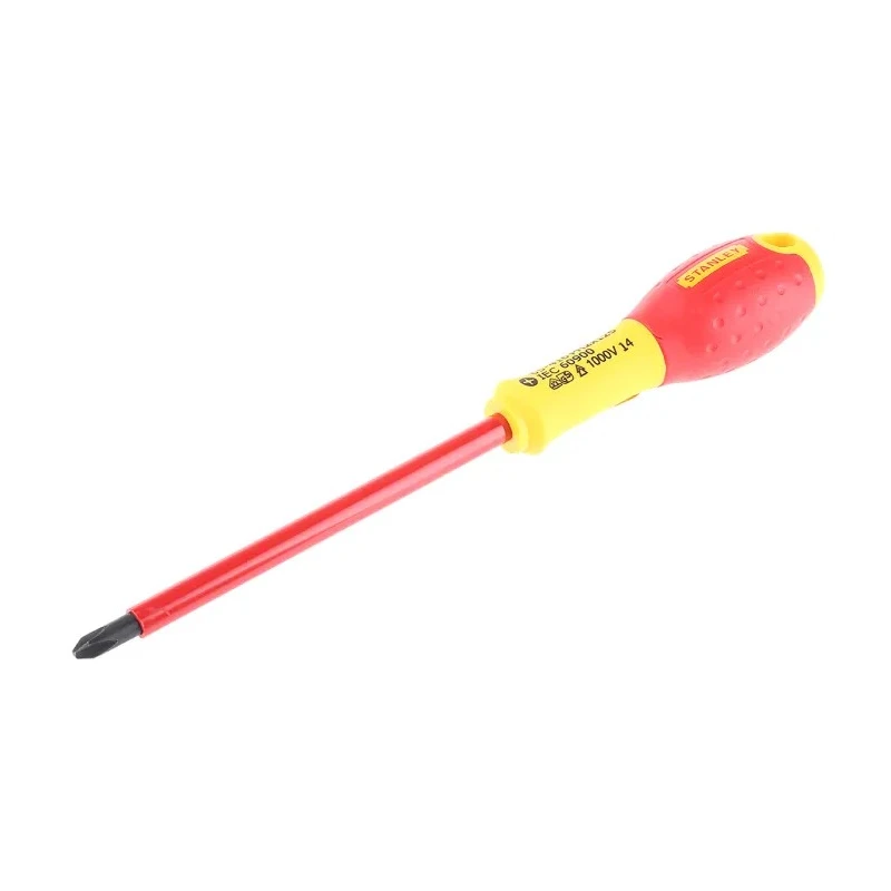 Stanley Insulated Screwdriver PH2 Tip 125 mm Blade Chrome Vanadium Steel VDE 1000V Approved 1-65-416