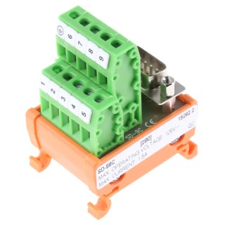 RS PRO 9-Contact Male Interface Module D-Sub Connector DIN Rail Mount 1.5A 665-9699