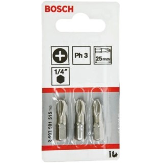 Bosch Screwdriver Bit 1/4 in Hex Drive PH3 Tip 25 mm Overall Length 2607001515