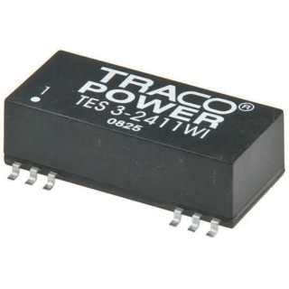TRACOPOWER 3W SMD Single/Dual Output Regulated Isolated DC/DC Converter 3.3V DC, 750mA, 36V DC Input, 9V Input TES 3-2410WI