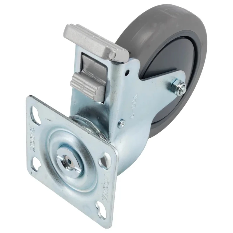 RS PRO Braked Swivel Castor, 90 kg Capacity, 125 mm Rubber Wheel, 165 mm Overall Height, Medium Duty 666-7577