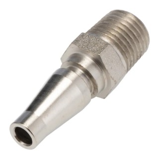 RS PRO Steel Pneumatic Quick Connect Coupling, Nickel Plated, 1/4 in Male R Thread, 35 bar Pressure, -20°C to 100°C 667-1702