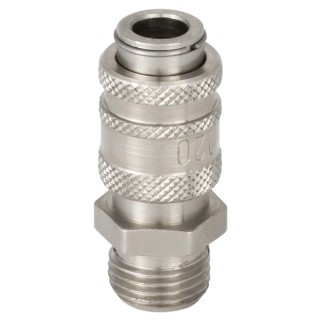 RS PRO Brass Pneumatic Quick Connect Coupling G 1/8 in Male Threaded Nickel Plated Brass 35 bar 100°C 667-1793