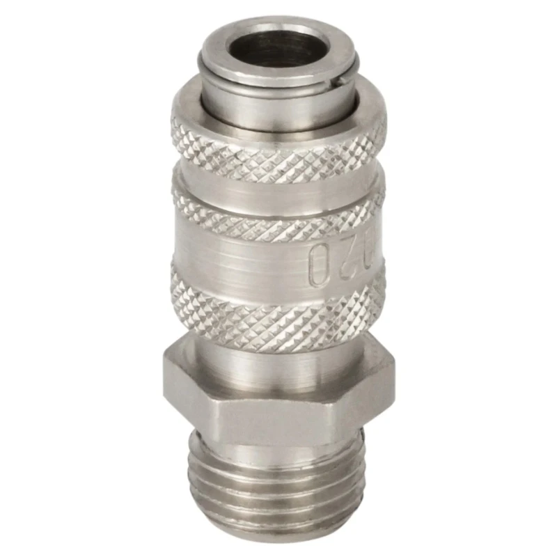 RS PRO Brass Pneumatic Quick Connect Coupling G 1/8 in Male Threaded Nickel Plated Brass 35 bar 100°C 667-1793