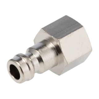 RS PRO Brass Pneumatic Quick Connect Coupling G 1/8 in Female Thread Single Shut Off Valve, Nickel Finish 667-1841