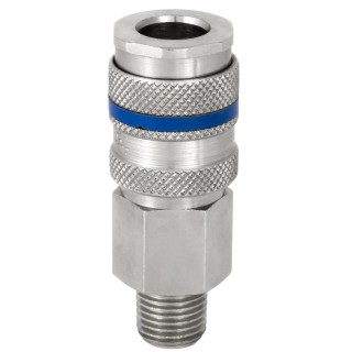 RS PRO Steel, Brass Pneumatic Quick Connect Coupling 1/4 in Male G Thread Single Shut Off Valve 667-1932