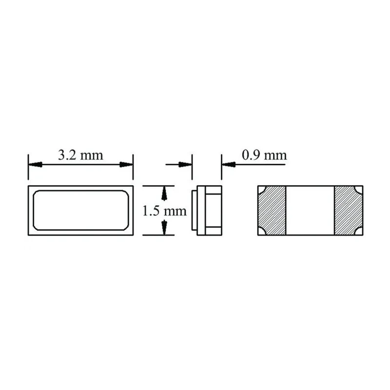 Epson 32.768 kHz Crystal ±20 ppm Surface Mount 2-Pin 0.8 mm Height, 3.2 mm Length, 1.5 mm Width Q13FC1350000212