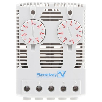 Pfannenberg FLZ NC Enclosure Thermostat, 2 A, 240V AC, 0 to 60°C Temperature Setting Range 17142000000