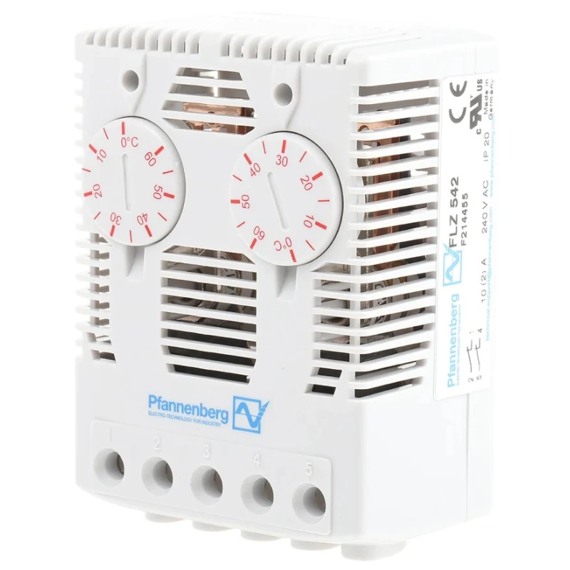 Pfannenberg FLZ NC Enclosure Thermostat, 2 A, 240V AC, 0 to 60°C Temperature Setting Range 17142000000