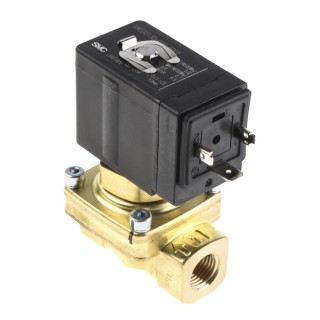 SMC 2 Port NC Brass Body Solenoid Valve, 24V DC, Orifice 10mm, VXED2130-02F-5DO1