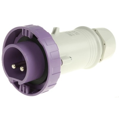 Scame IEC309 IP67 Purple Cable Mount 2P Straight Industrial Power Connector, 16A, 20V, 25V 235.1600
