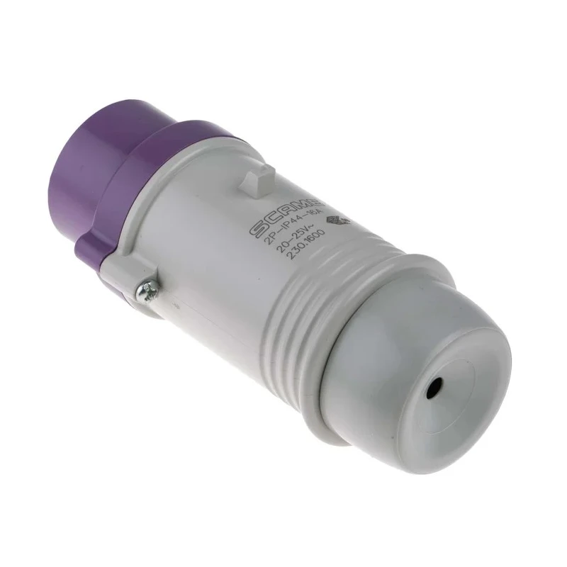 Scame Purple Industrial Power Connector Cable Mount 2P 16A 20-25V IP44 Straight Male IP44