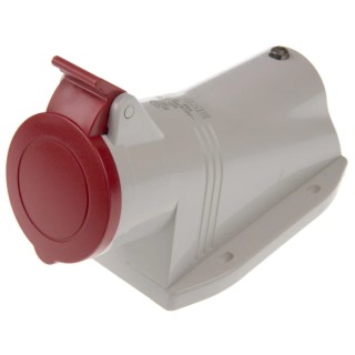Scame Wall Mount Industrial Power Connector 16A, 415V, IP44, 3P+PE, Angled Socket, Thermoplastic, OPTIMA-BASE IP44