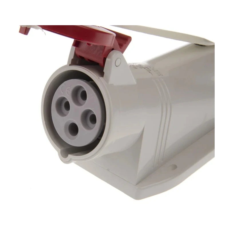 Scame Wall Mount Industrial Power Connector 16A, 415V, IP44, 3P+PE, Angled Socket, Thermoplastic, OPTIMA-BASE IP44