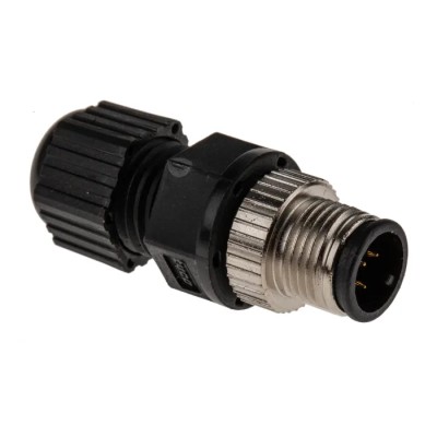 TE Connectivity Circular Connector 5 Contacts Cable Mount M12 Plug Male IP67 Polyamide 60V 5A Solder Termination 1838275-3